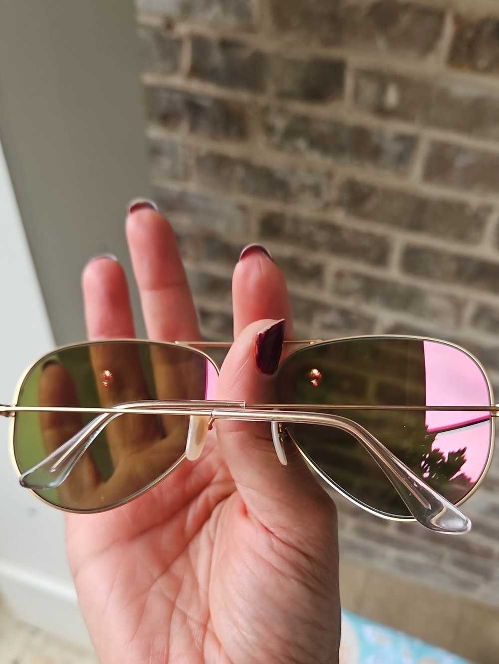 Ray-Ban Authentic Flash Pink Lens RB3025 Pilot Aviator Mirrored Gold Sunglasses - Picture 7 of 7